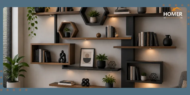 ابعاد استاندارد شلف کتابخانه دیواری