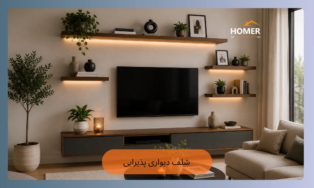 ایده‌های دکوراسیون با شلف دیواری پذیرایی